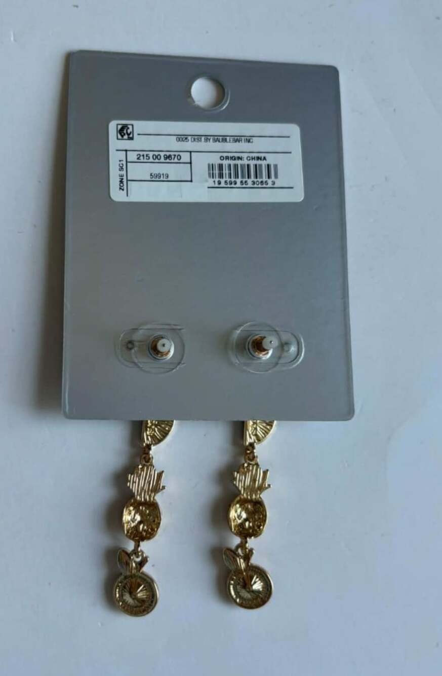 BaubleBar Fruit Bowl Dangle Earrings Cherries Watermelon Pineapple Oranges - Picture 3 of 3